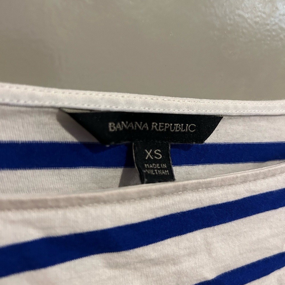 Blue and white striped blouse